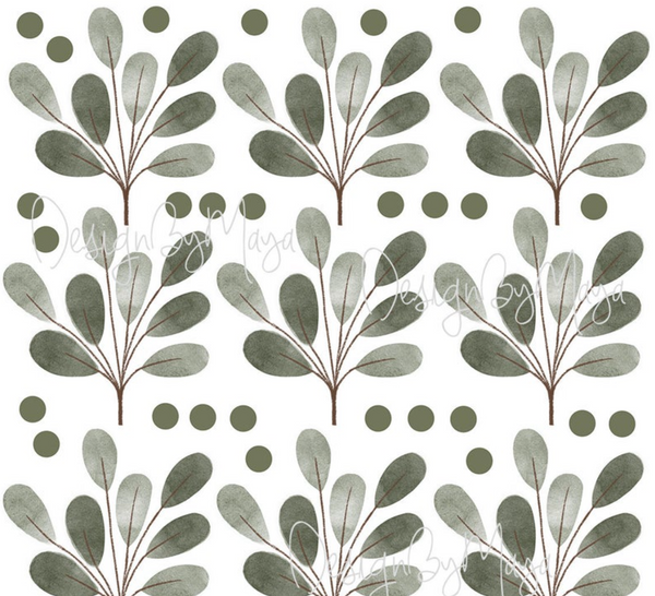 Watercolor Foliage and Leaves - Fabric Nursery Wall Art Decals