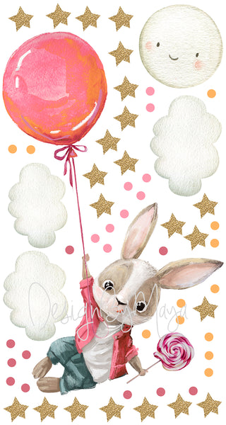 Hot Air Balloons and Planes Set - Fabric Nursery Wall Art Decals