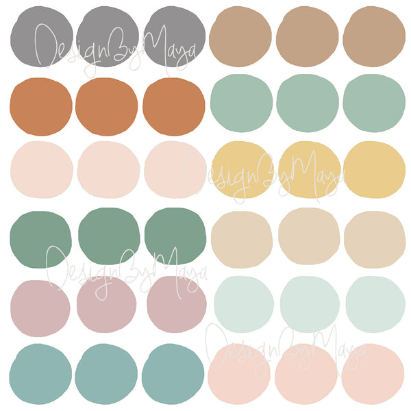 Rainbow of Watercolor Polka Dots - Fabric Nursery Wall Art Decals