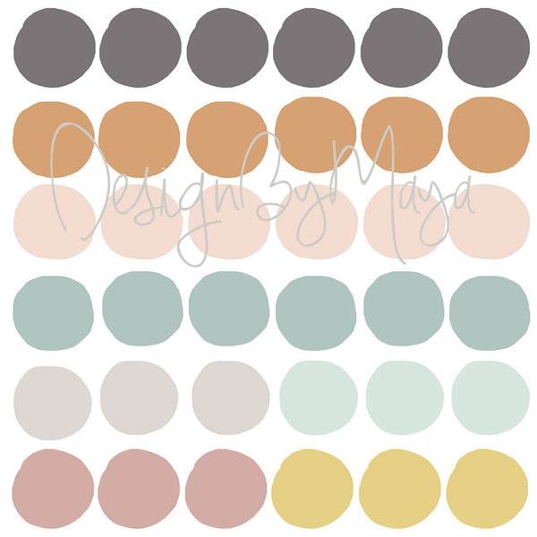 Rainbow of Watercolor Polka Dots - Fabric Nursery Wall Art Decals