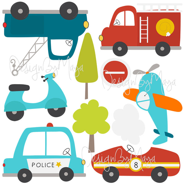 City Transportation Vintage Vehicles - Fabric Nursery Wall Art Decals