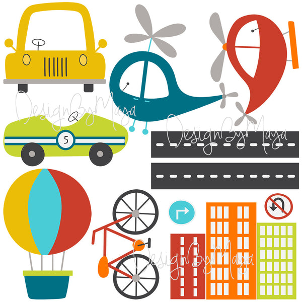 City Transportation Vintage Vehicles - Fabric Nursery Wall Art Decals