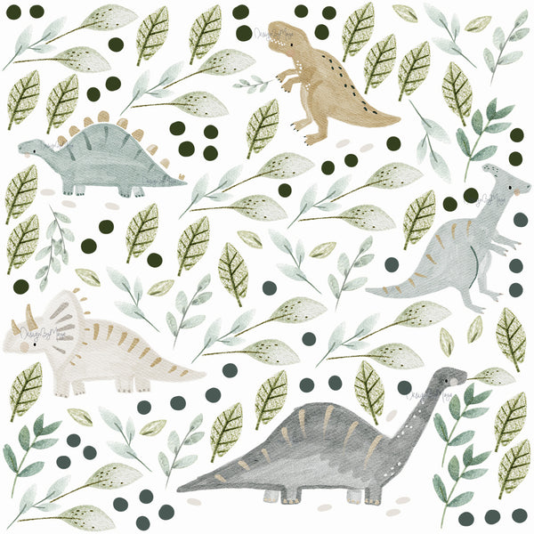 Vintage Dinosaur Decals - Fabric Nursery Wall Art Decals