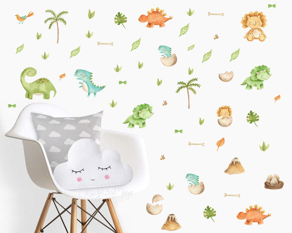 Vintage Dinosaur Decals - Fabric Nursery Wall Art Decals