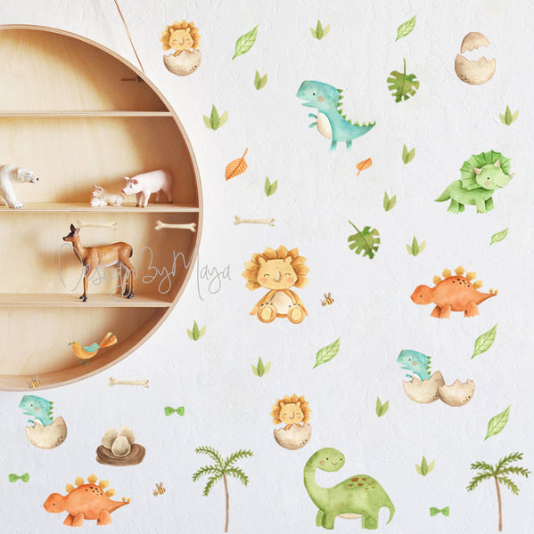 Vintage Dinosaur Decals - Fabric Nursery Wall Art Decals