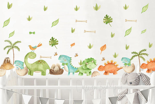 Vintage Dinosaur Decals - Fabric Nursery Wall Art Decals