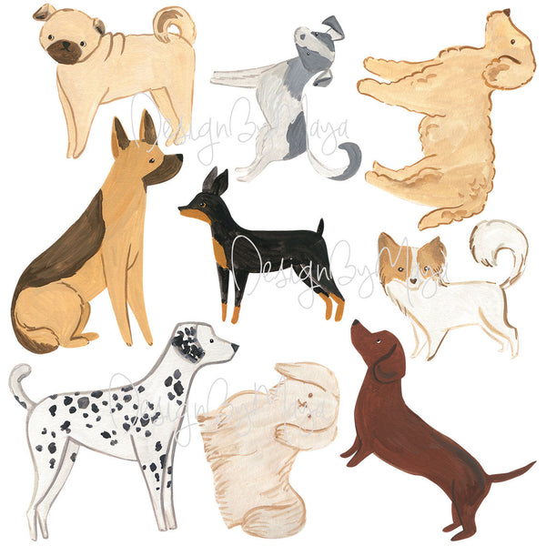 Dogs wall decals - Fabric Nursery Wall Art Decals