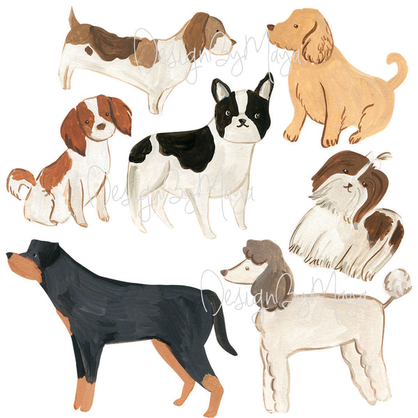 Dogs wall decals - Fabric Nursery Wall Art Decals