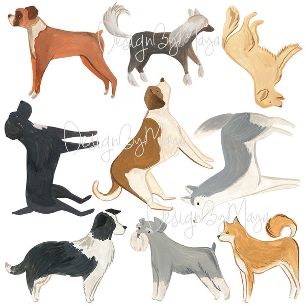 Watercolor Dogs wall decals - Fabric Nursery Wall Art Decals