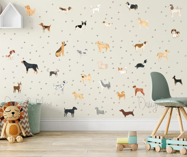 Watercolor Dogs wall decals - Fabric Nursery Wall Art Decals