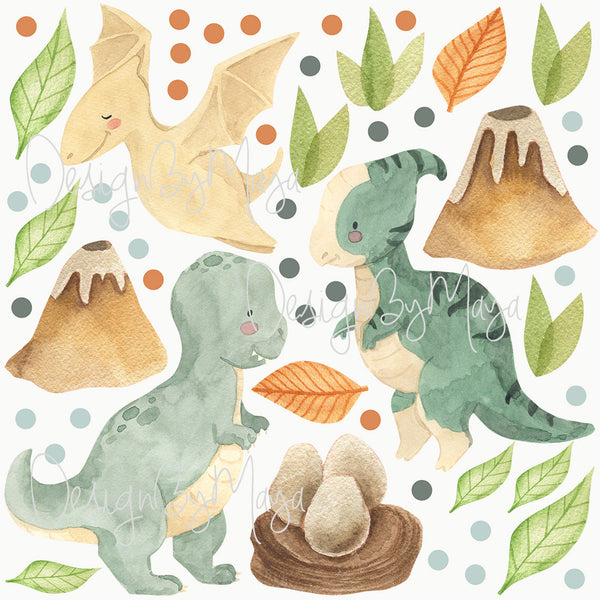 Vintage Dinosaur Decals - Fabric Nursery Wall Art Decals