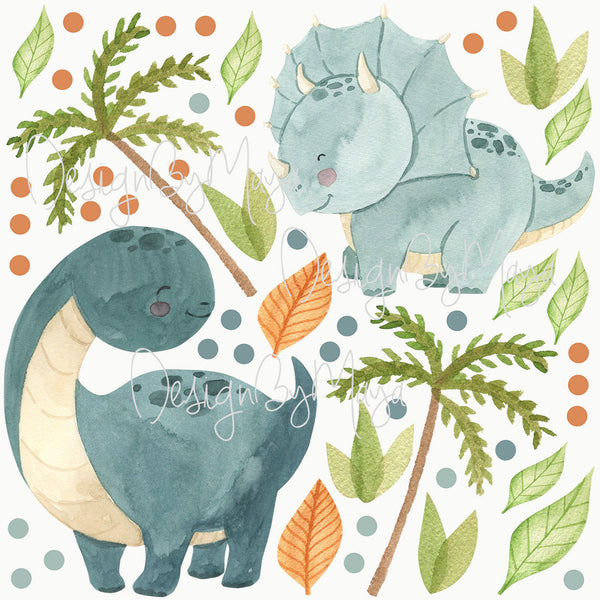 Vintage Dinosaur Decals - Fabric Nursery Wall Art Decals