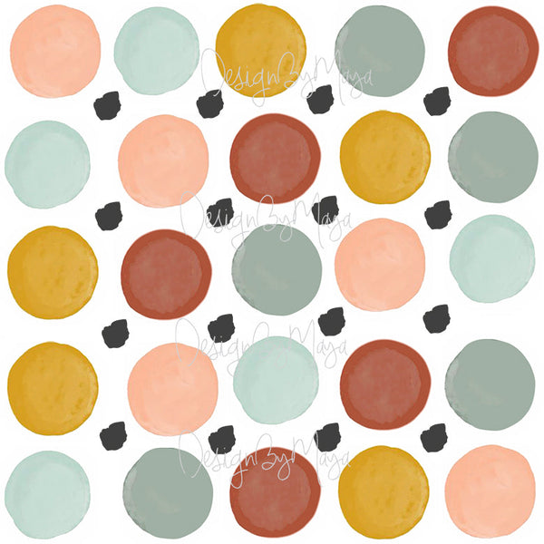 Rainbow of Watercolor Polka Dots - Fabric Nursery Wall Art Decals