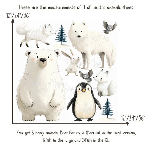 Arctic Animal Friends - Fabric Nursery Wall Art Decals