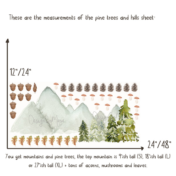 Woodland Pine Trees - Fabric Nursery Wall Art Decals