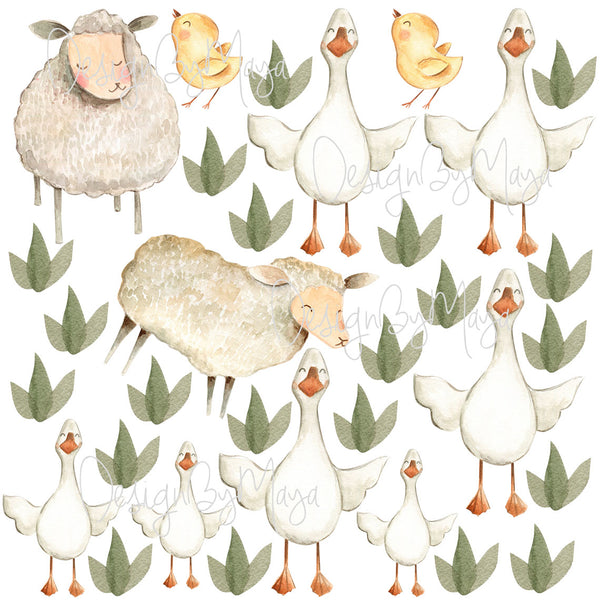 Farm Animals and Friends - Fabric Nursery Wall Art Decals
