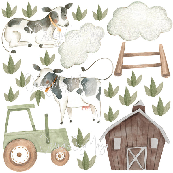 Farm Animals Faces - Fabric Nursery Wall Art Decals