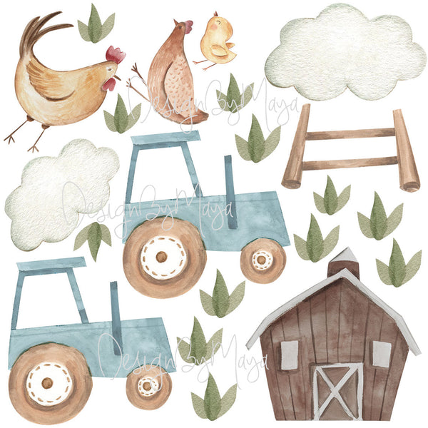 Farm Animals Faces - Fabric Nursery Wall Art Decals