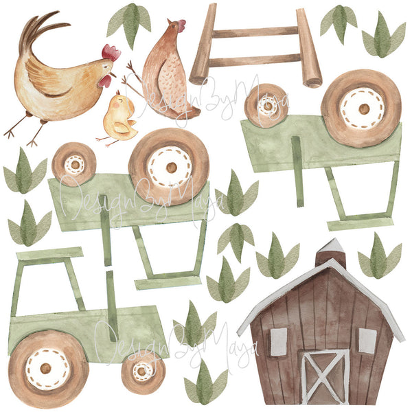 Farm Animals Faces - Fabric Nursery Wall Art Decals