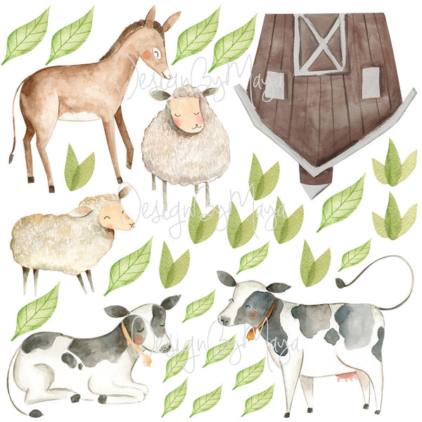 Farm Animals and Friends - Fabric Nursery Wall Art Decals
