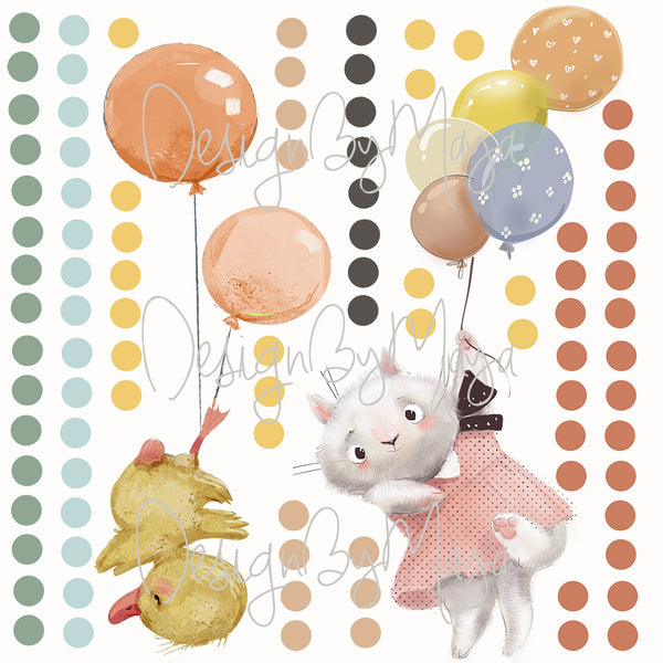 Hot Air Balloons and Planes Set - Fabric Nursery Wall Art Decals