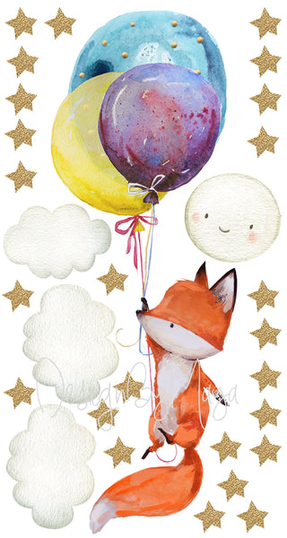 Hot Air Balloons and Planes Set - Fabric Nursery Wall Art Decals