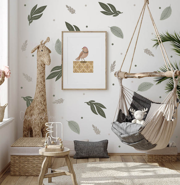 Watercolor Foliage and Leaves - Fabric Nursery Wall Art Decals