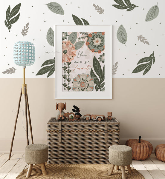 Watercolor Foliage and Leaves - Fabric Nursery Wall Art Decals