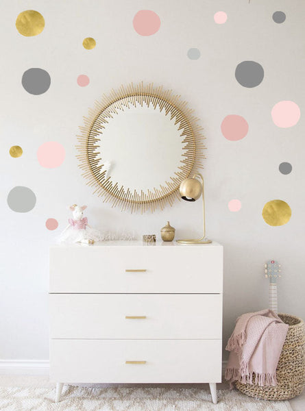 Rainbow of Watercolor Polka Dots - Fabric Nursery Wall Art Decals