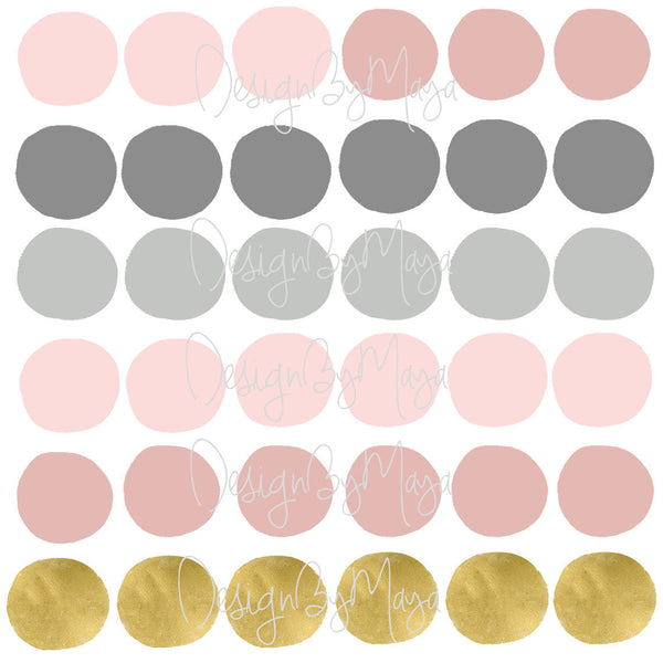 Rainbow of Watercolor Polka Dots - Fabric Nursery Wall Art Decals