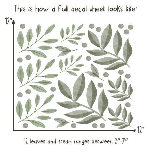 Watercolor Foliage and Leaves - Fabric Nursery Wall Art Decals