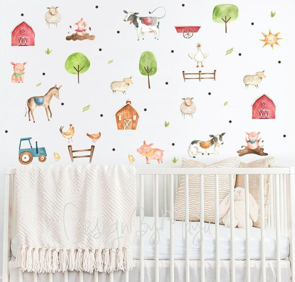 Farm Animals and Friends - Fabric Nursery Wall Art Decals