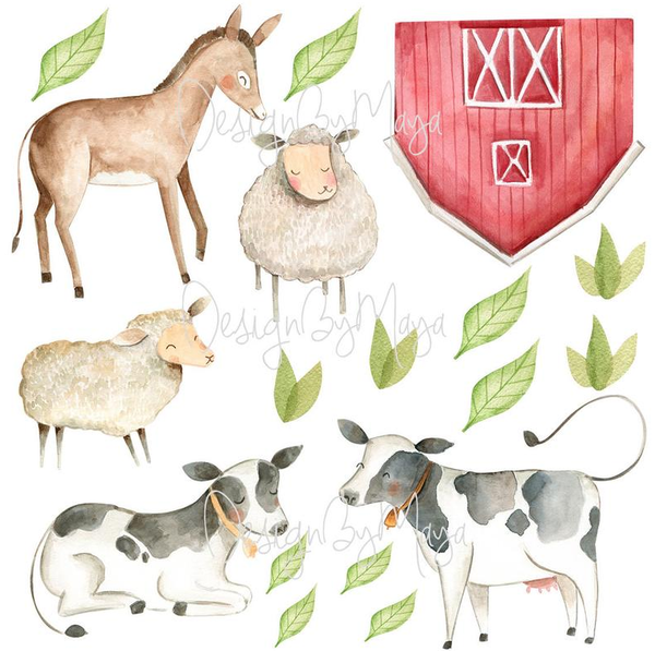 Farm Animals Faces - Fabric Nursery Wall Art Decals