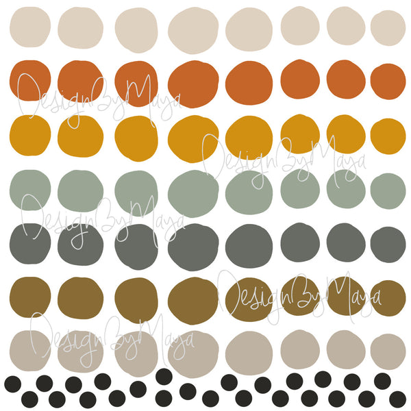 Rainbow of Watercolor Polka Dots - Fabric Nursery Wall Art Decals