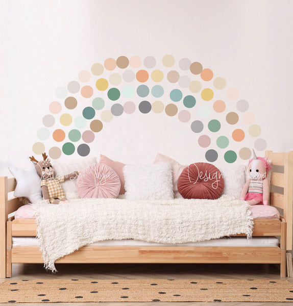Rainbow of Watercolor Polka Dots - Fabric Nursery Wall Art Decals
