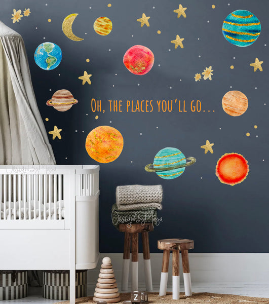 Space decals - Fabric Nursery Wall Art Decals