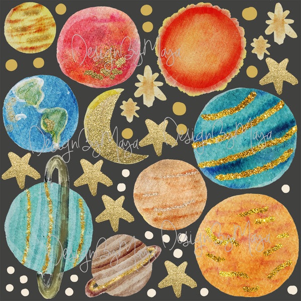 Space decals - Fabric Nursery Wall Art Decals