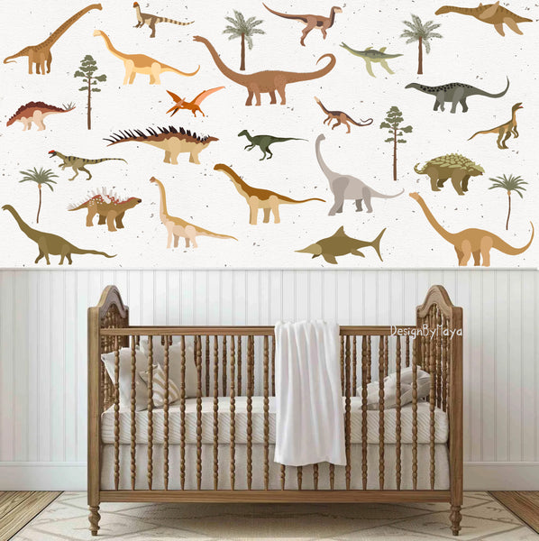 Vintage Dinosaur Decals - Fabric Nursery Wall Art Decals