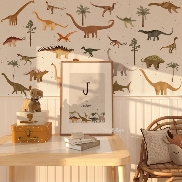 Vintage Dinosaur Decals - Fabric Nursery Wall Art Decals