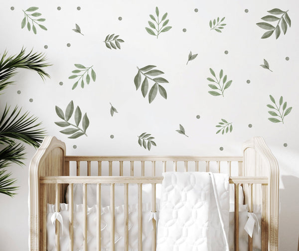 Watercolor Foliage and Leaves - Fabric Nursery Wall Art Decals