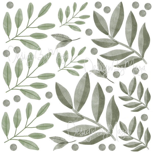 Watercolor Foliage and Leaves - Fabric Nursery Wall Art Decals