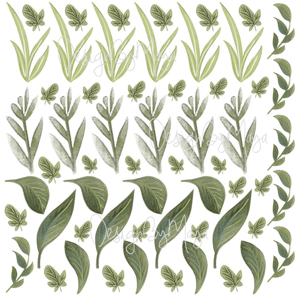 Watercolor Foliage and Leaves - Fabric Nursery Wall Art Decals