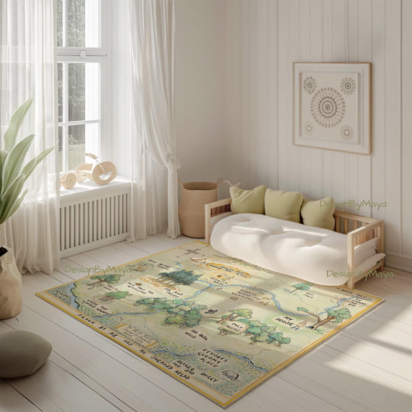 Woodland Animals ABC Rug - 100 Acre Wood Map / World map Area Rug
