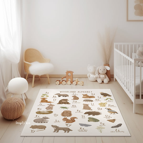 Woodland Animals ABC Rug - 100 Acre Wood Map / World map Area Rug