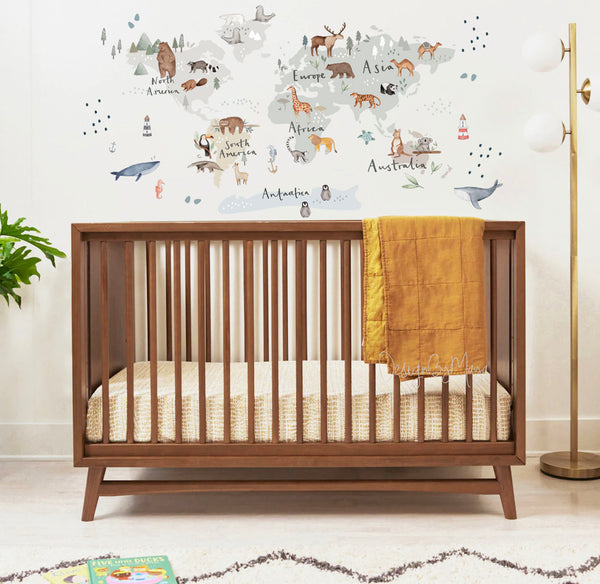 World map decals - Fabric Nursery Wall Art Decals