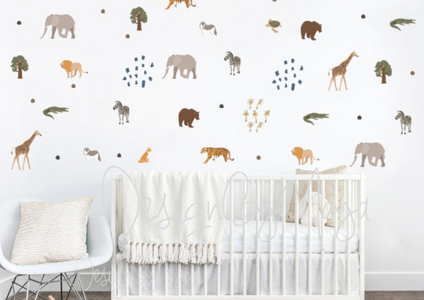 Saharan Safari Animals - Fabric Nursery Wall Art Decals
