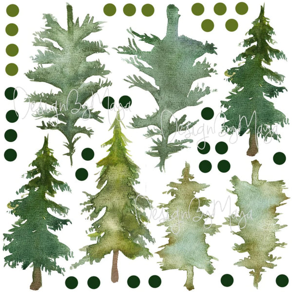 Woodland Pine Trees - Fabric Nursery Wall Art Decals