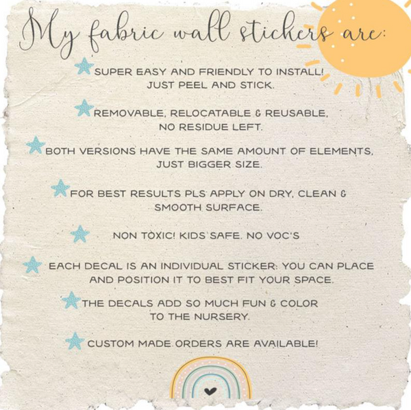 Woodland Baby Bear and Friends - Fabric Nursery Wall Art Decals