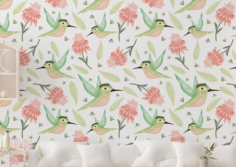 Baby Humming Birds - Nursery Wall Decor Wallpapers