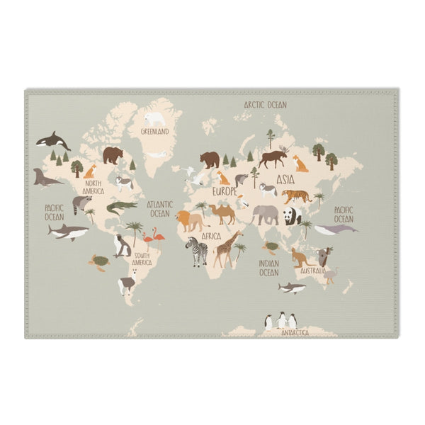 Woodland Animals ABC Rug - 100 Acre Wood Map / World map Area Rug